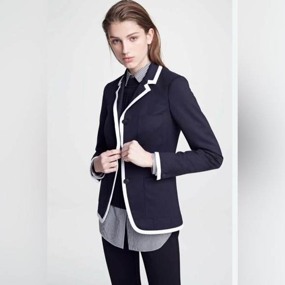 RAG & BONE Uni Contrast Piping Wool Blend Blazer Size 00 - Picture 1 of 16